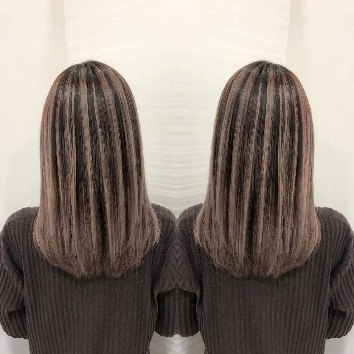 ミディアム レイヤーカット ヘアカラー 得能 雅人のヘアスタイル