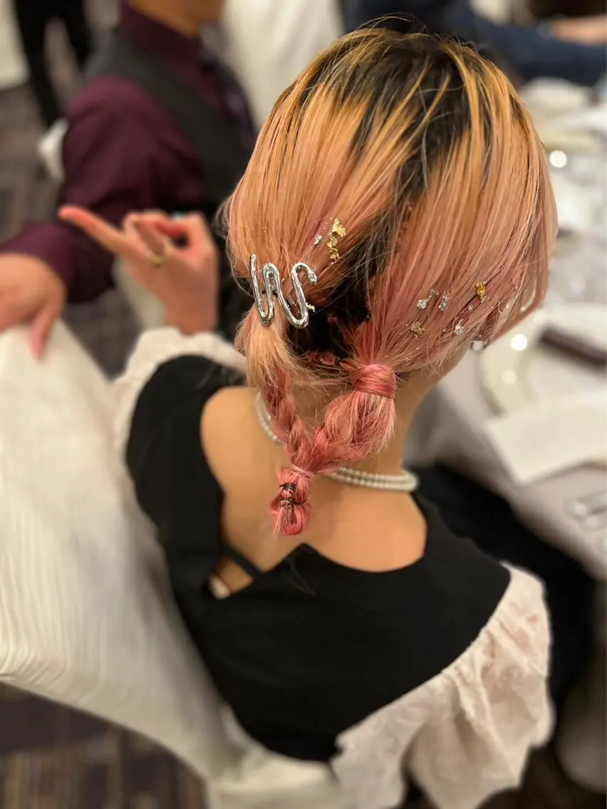 ヘアアレンジ 結婚式・ブライダル 三つ編み ヘアセット 久保田 千尋のヘアスタイル