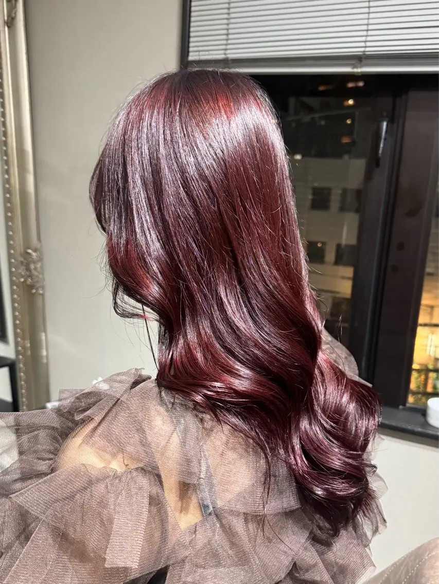 ロング カラー ブリーチ 透明感カラー ダブルカラー ブリーチなしカラー レッドカラー カット ヘアカラー トリートメント 18日空き◎髪質改善 misatoのヘアスタイル