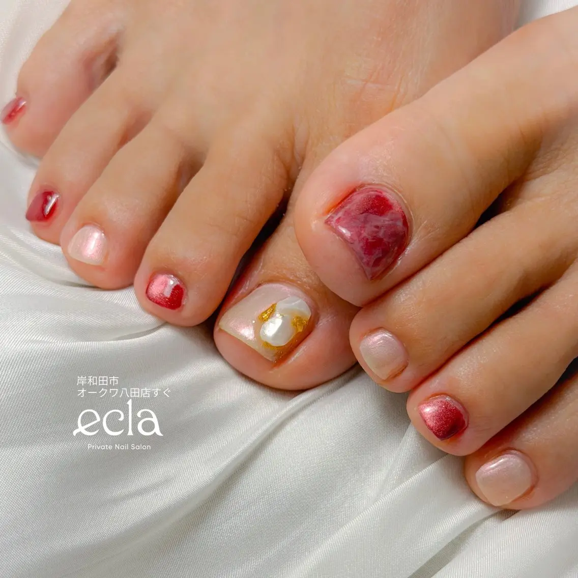 ネイル アートネイル フットネイル マグネットネイル 持ち込み ピンク Nail Salon ecla 〜エクラ〜のネイルデザイン