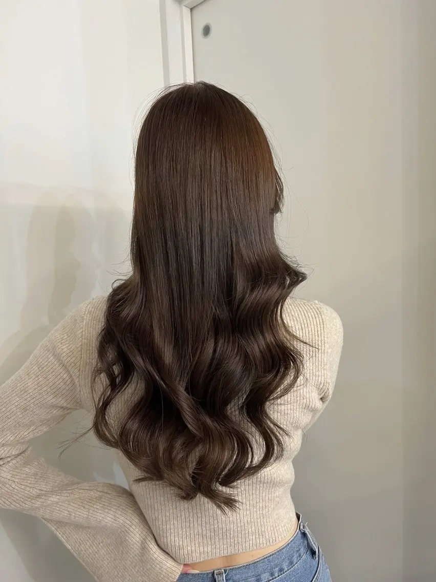 ロング カット ヘアカラー トリートメント ブリーチなしカラー /ベージュカラーのヘアスタイル