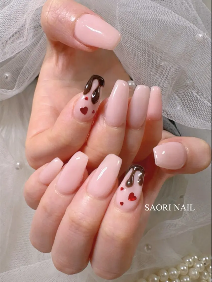 ネイル バレンタイン ハンドネイル SAORI NAIL /長さ出し専門店のネイルデザイン