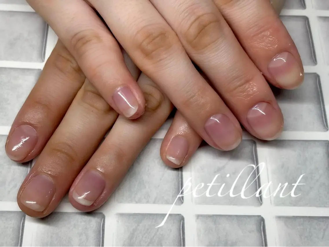 ネイル クリアネイル ジェルネイル ピンク nail salon petillantのネイルデザイン