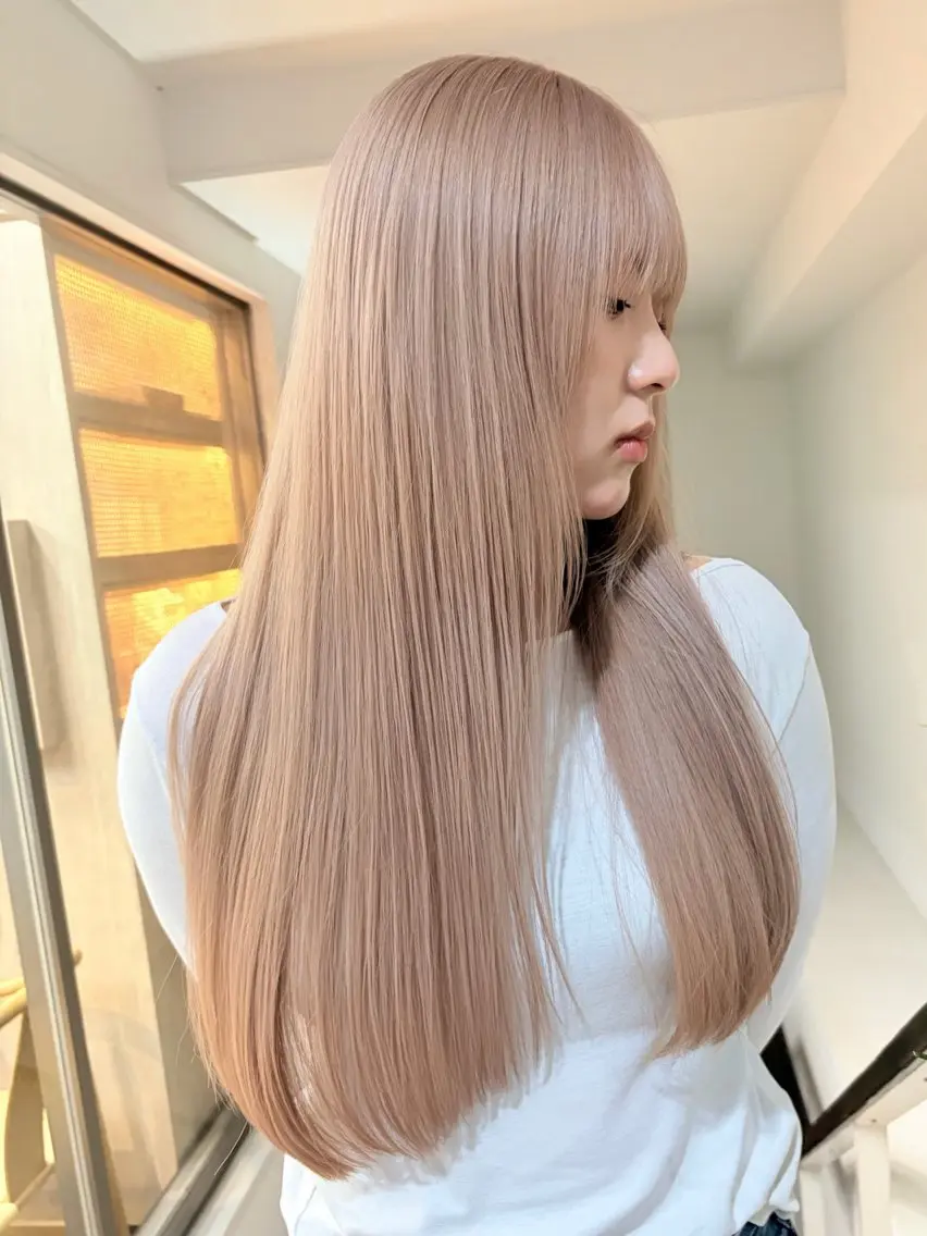 ロング カラー ヘアカラー トリートメント ハッシュカット&艶々 ハイトーン/ミワのヘアスタイル