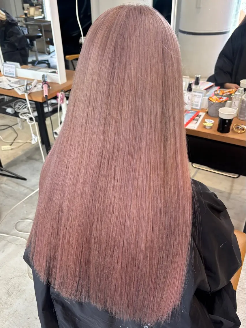 カラー ベージュカラー ブリーチ ピンクカラー ピンクベージュ 韓国・網紅style 🦋HONOKA🦋のヘアスタイル