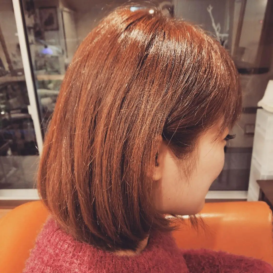 ミディアム カラー アディクシーカラー カシス ピンクカラー リラク spa hair ark 富井直美のヘアスタイル