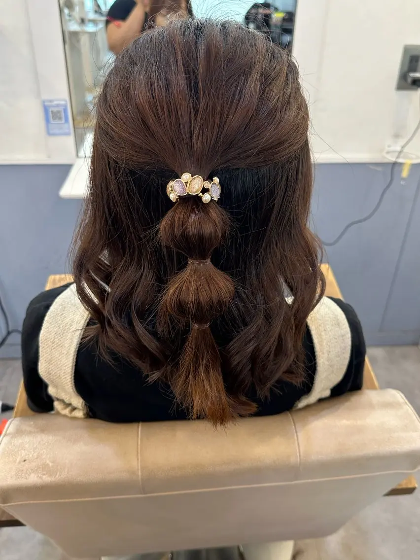 ミディアム 玉ねぎヘアー ヘアセット 🩵透明感/高発色 /難波/北原佑記🌸のヘアスタイル