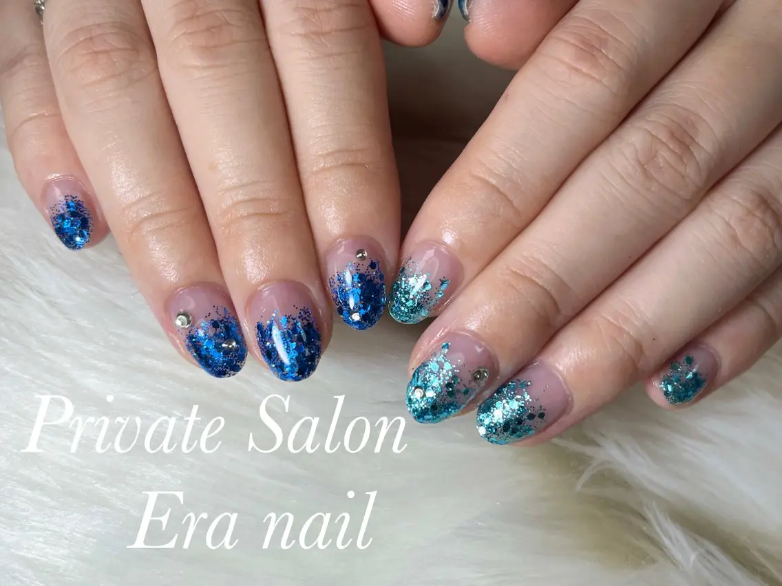 ネイル グラデーション ラメ(グリッター) ラメグラデーション ハンドネイル Era nailのネイルデザイン