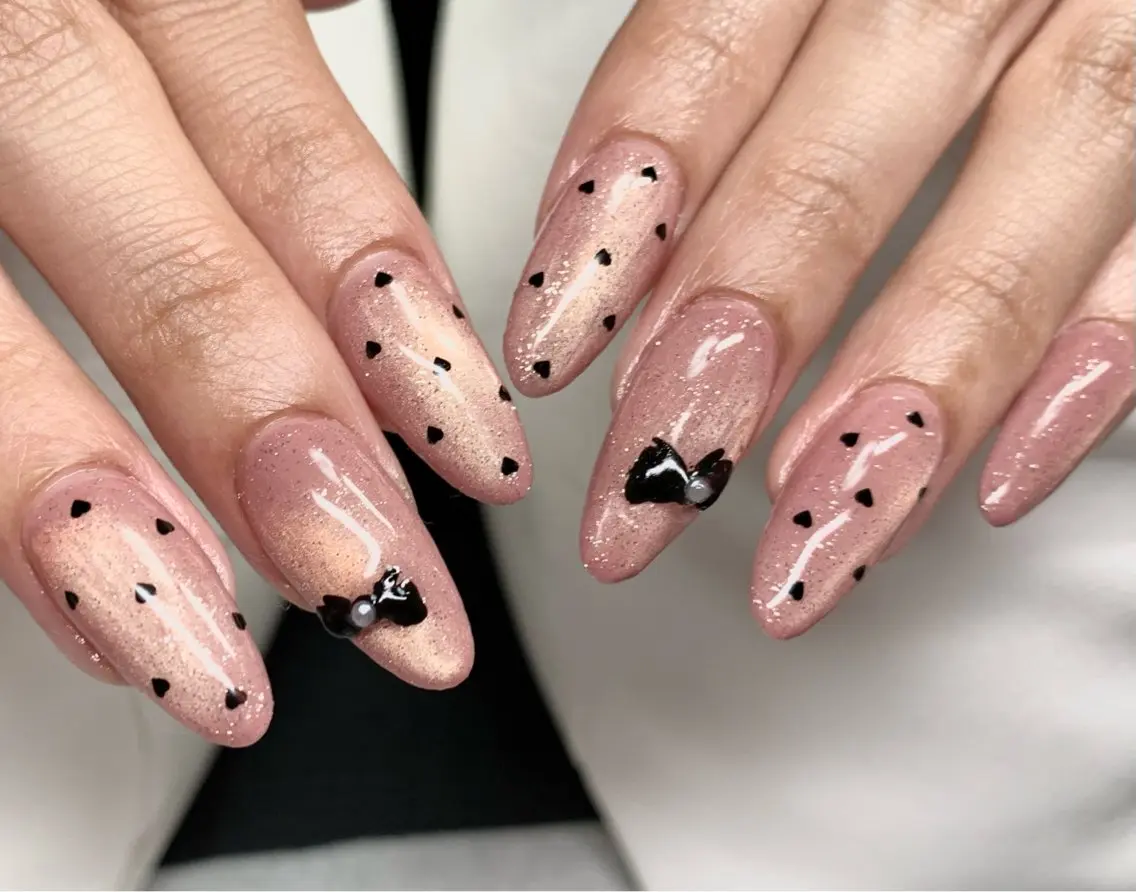 ネイル アートネイル ドット ハート キラキラネイル マグネットネイル ハンドネイル R ♡nailのネイルデザイン