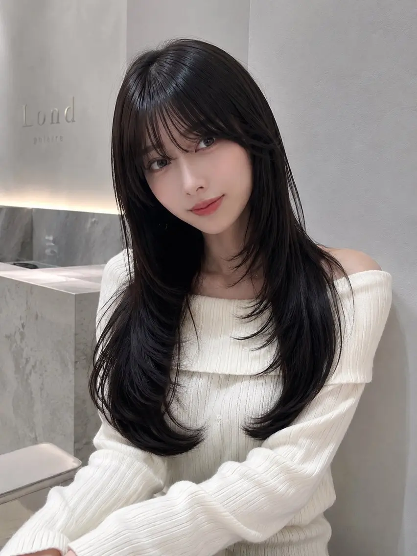 ロング カット ヘアカラー トリートメント 🦋韓国風レイヤー/ 艶髪矯正🦋凛太郎のヘアスタイル
