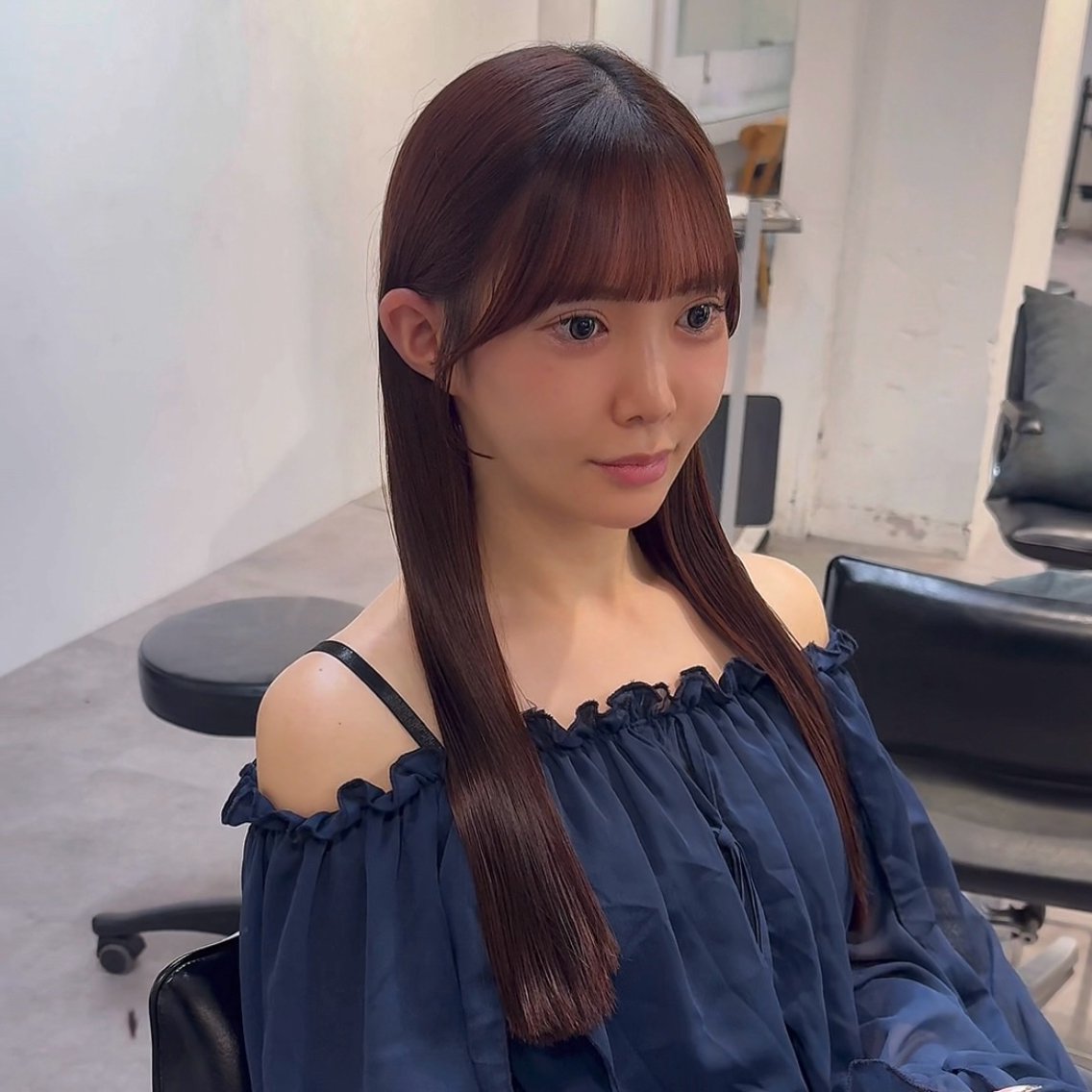 セミロング カラー ヘアアレンジ カット ヘアセット 絶対‼︎可愛い顔周り 💓レイヤー/しずくのヘアスタイル