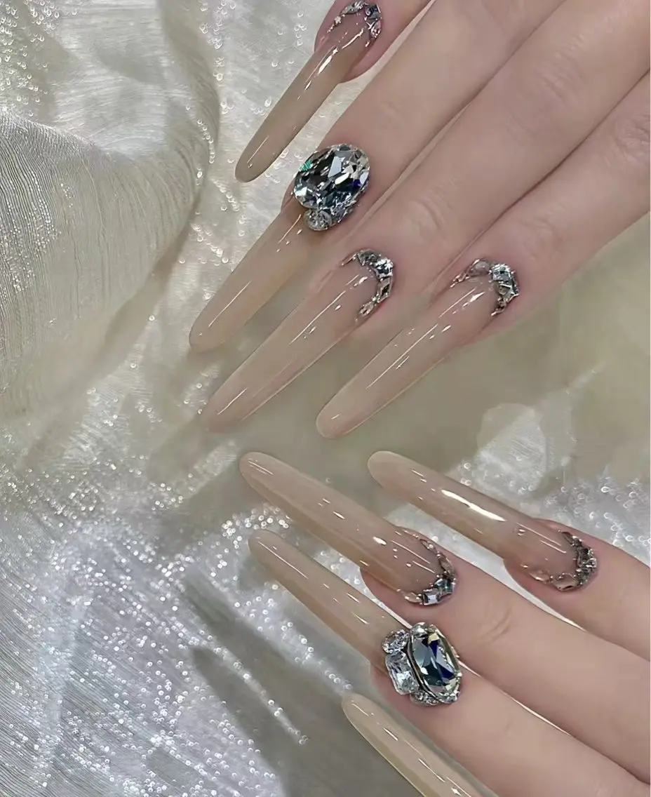 ネイル フラワーネイル フレンチネイル ジェルネイル ガラスフレンチ ハート ハンドネイル BabyYouMi nailのネイルデザイン