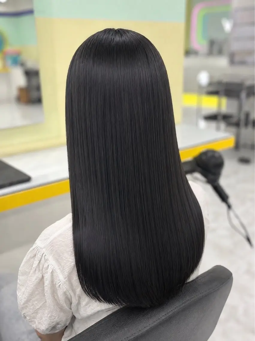 ロング カラー カット 縮毛矯正 寒色/韓国カラー Ukyouのヘアスタイル