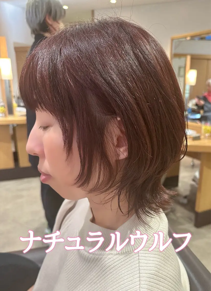 ミディアム ウルフカット 韓国風パーマ❁ fu-ka❁艶カラーのヘアスタイル
