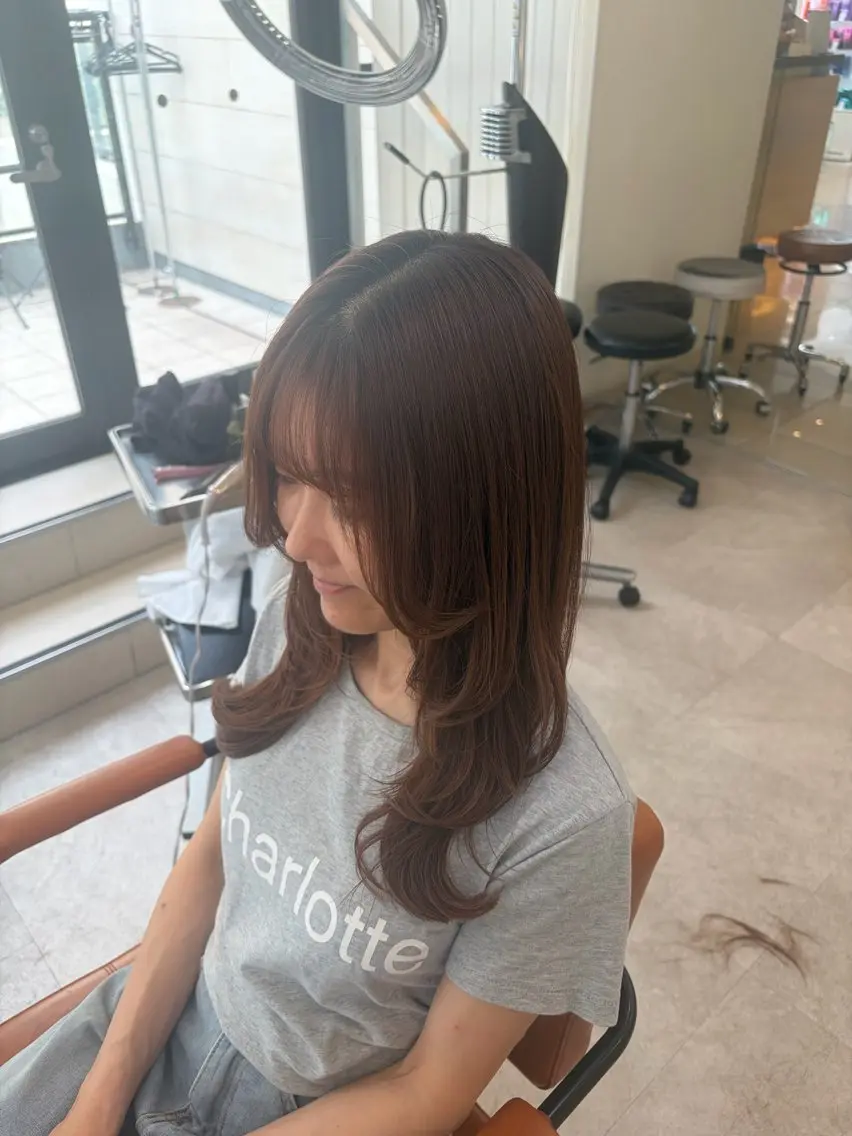 ロング レイヤーカット カット 🎀ноиокa🎀 レイヤー×暖色カラーのヘアスタイル