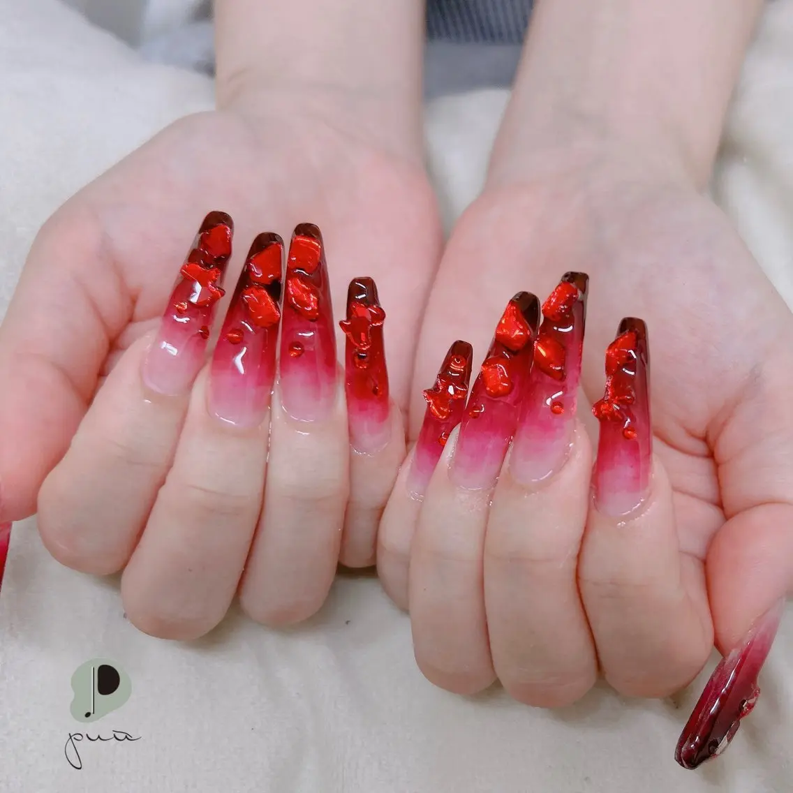 ネイル グラデーション ロングネイル スカルプネイル ハンドネイル Nail salon puu kyotoのネイルデザイン