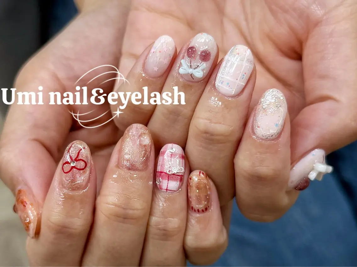 ネイル 長さ出し フットネイル フレンチネイル ジェルネイル ガラスフレンチ Umi nail& eyelashのネイルデザイン