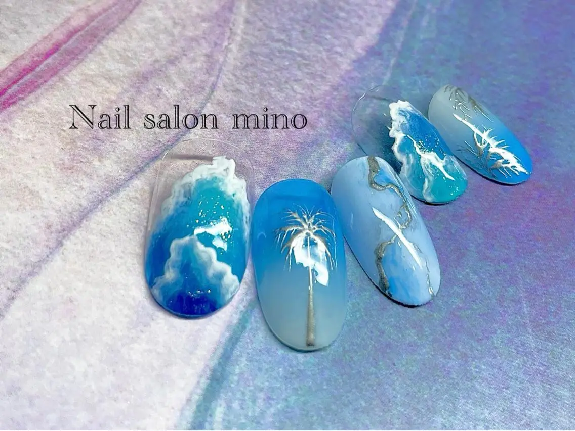 ネイル アートネイル マグネットネイル ミラーネイル シンプルネイル 三野 nail salon minoのネイルデザイン