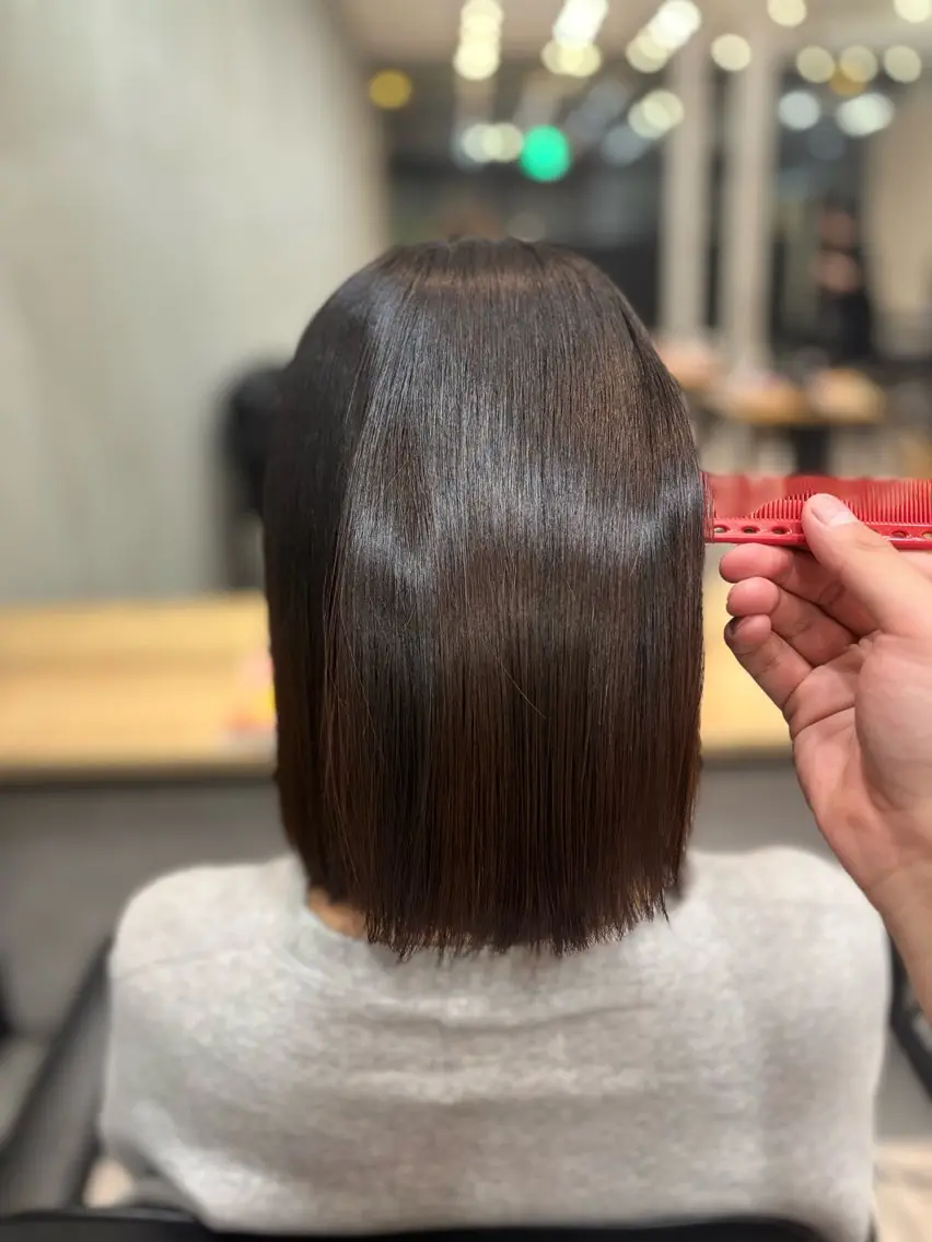 セミロング パーマ 縮毛矯正 縮毛矯正 藤井 隼のヘアスタイル