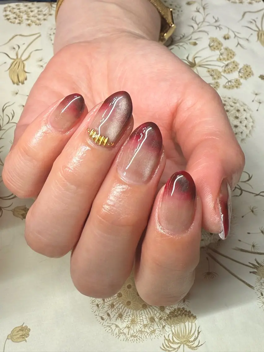 ネイル ブラウン 大理石ネイル(マーブル) 冬ネイル miel nailのネイルデザイン