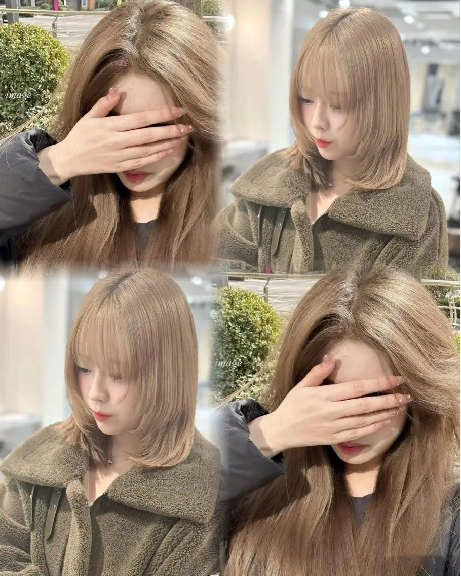 ミディアム カラー ヘアカラー 髪質改善ストレート 韓国風レイヤー池袋のヘアスタイル