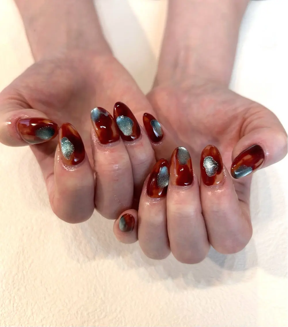 ネイル べっ甲ネイル マグネットネイル spell nailのネイルデザイン