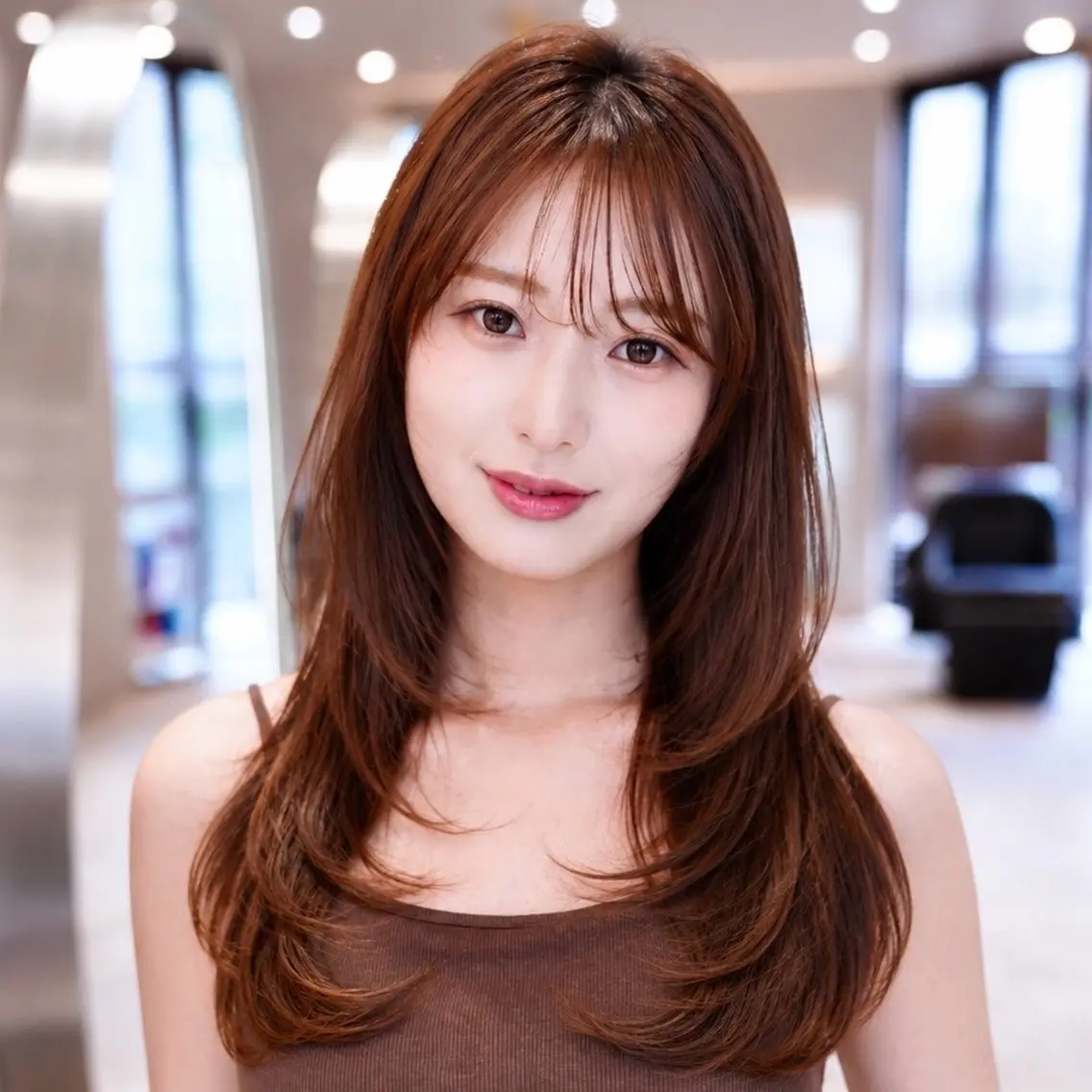 ロング ロングレイヤー くびれヘア 顔まわりレイヤー 顔周りカット 韓国風ヘア カット レイヤーカット特化 /YUITO/渋谷のヘアスタイル