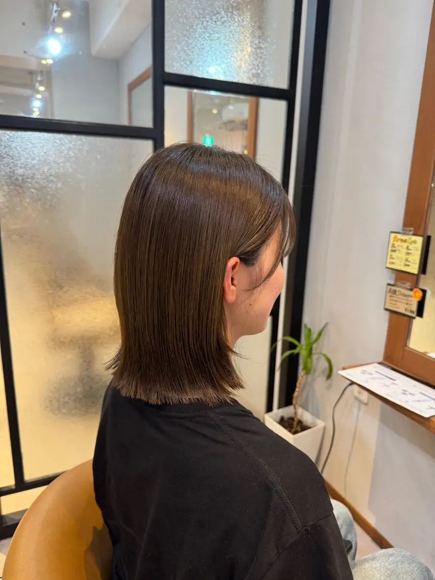 ミディアム カラー ブラウンカラー オレンジ カット ヘアカラー ひより/レイヤー /暖色/オリーブのヘアスタイル