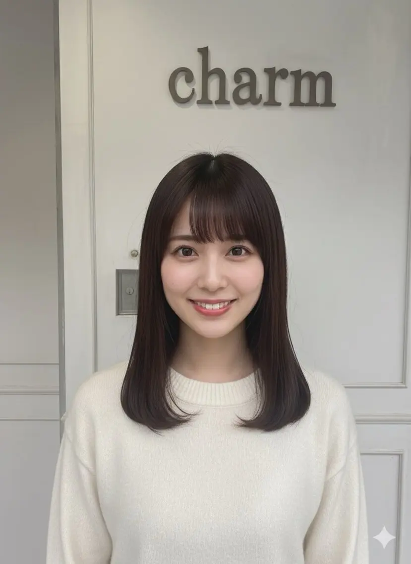 セミロング 無料カット charm美容室のヘアスタイル