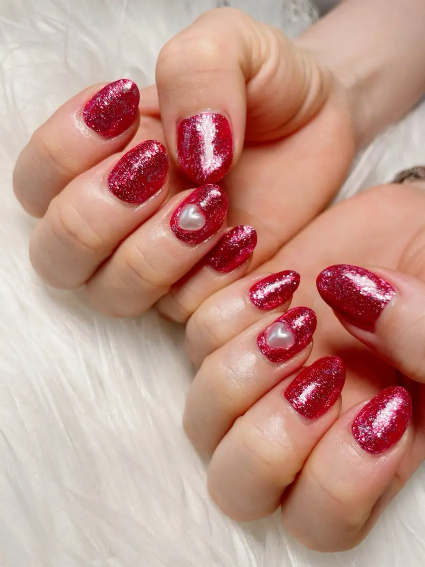 ネイル ハート ラメ(グリッター) nailsalon Rinのネイルデザイン