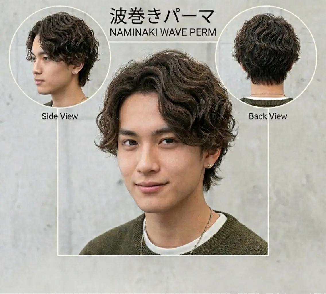 パーマ メンズ メンズパーマ 波巻きパーマ 山本 健生のヘアスタイル