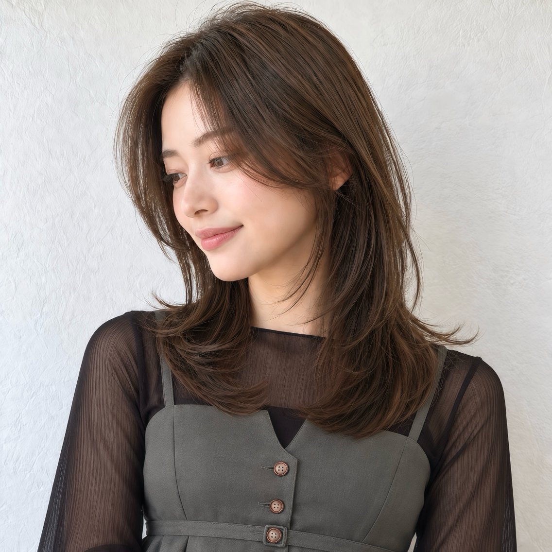 ミディアム カラー レイヤーカット カット ヘアカラー トリートメント 銀座/モテ🤍垢抜け レイヤー/あさみのヘアスタイル
