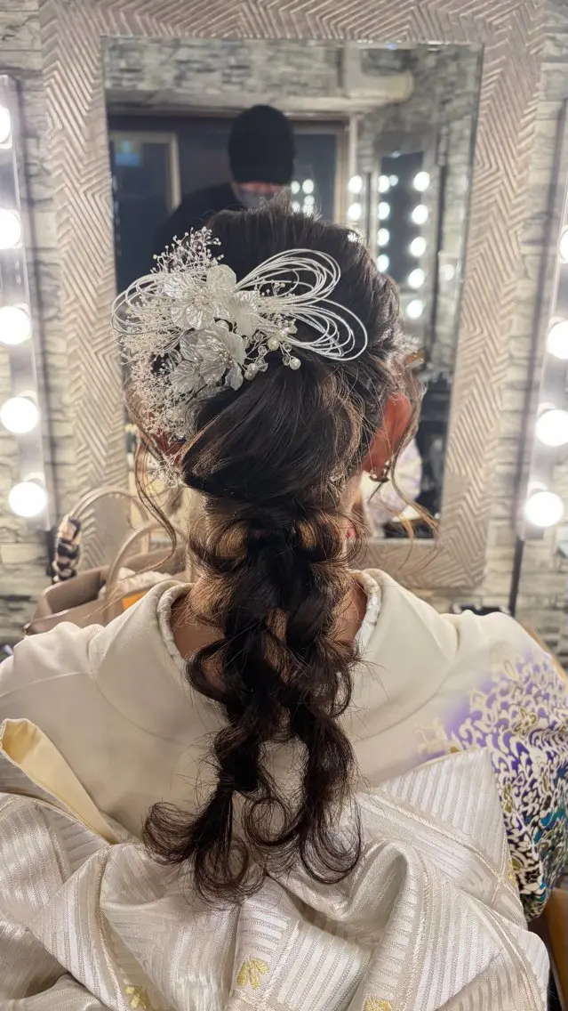 セミロング ヘアアレンジ 着物ヘア hair make  Lucciのヘアスタイル
