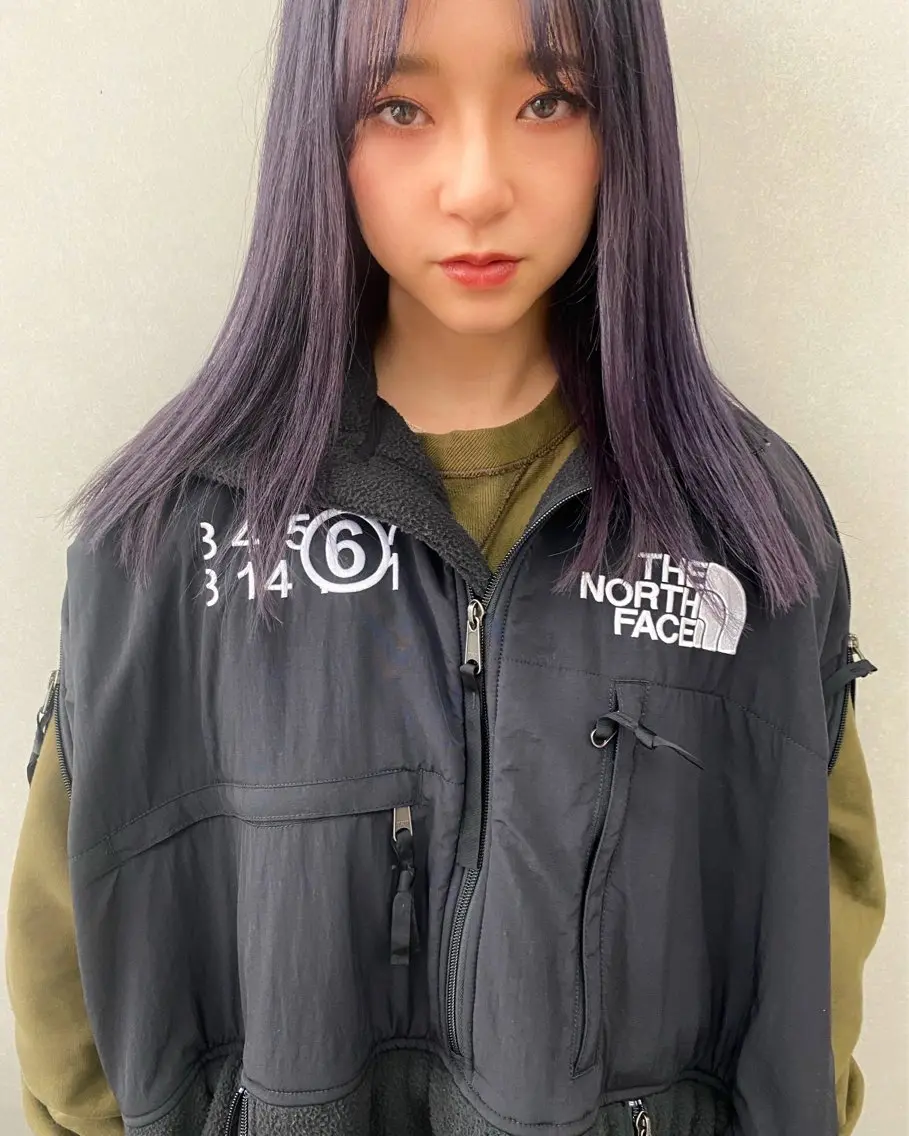 ミディアム カラー ブリーチ ダブルカラー パープルカラー -福岡博多筑紫口- 大津成美のヘアスタイル