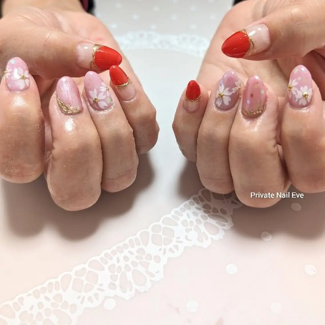 ネイル 桜ネイル 持ち込み ハンドネイル ネイル junkoのネイルデザイン