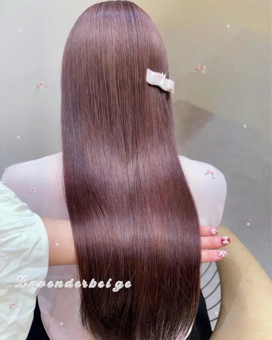 ロング カラー ベージュカラー ブリーチ カット ヘアカラー トリートメント 艶暗髪 ピンクカラー 似合わせカット 栄のヘアスタイル