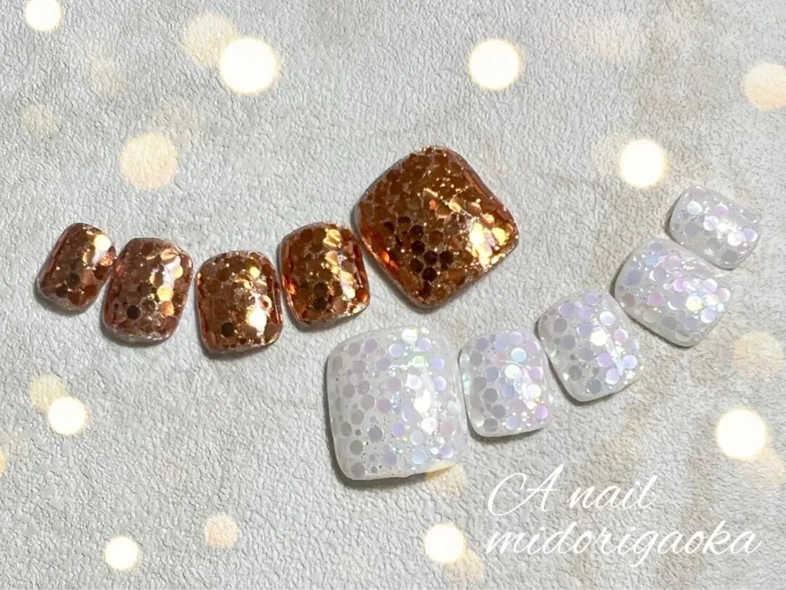 ショート ネイル キラキラネイル ラメ(グリッター) 大人可愛い高技術ネイ ル♡美爪A nailのネイルデザイン