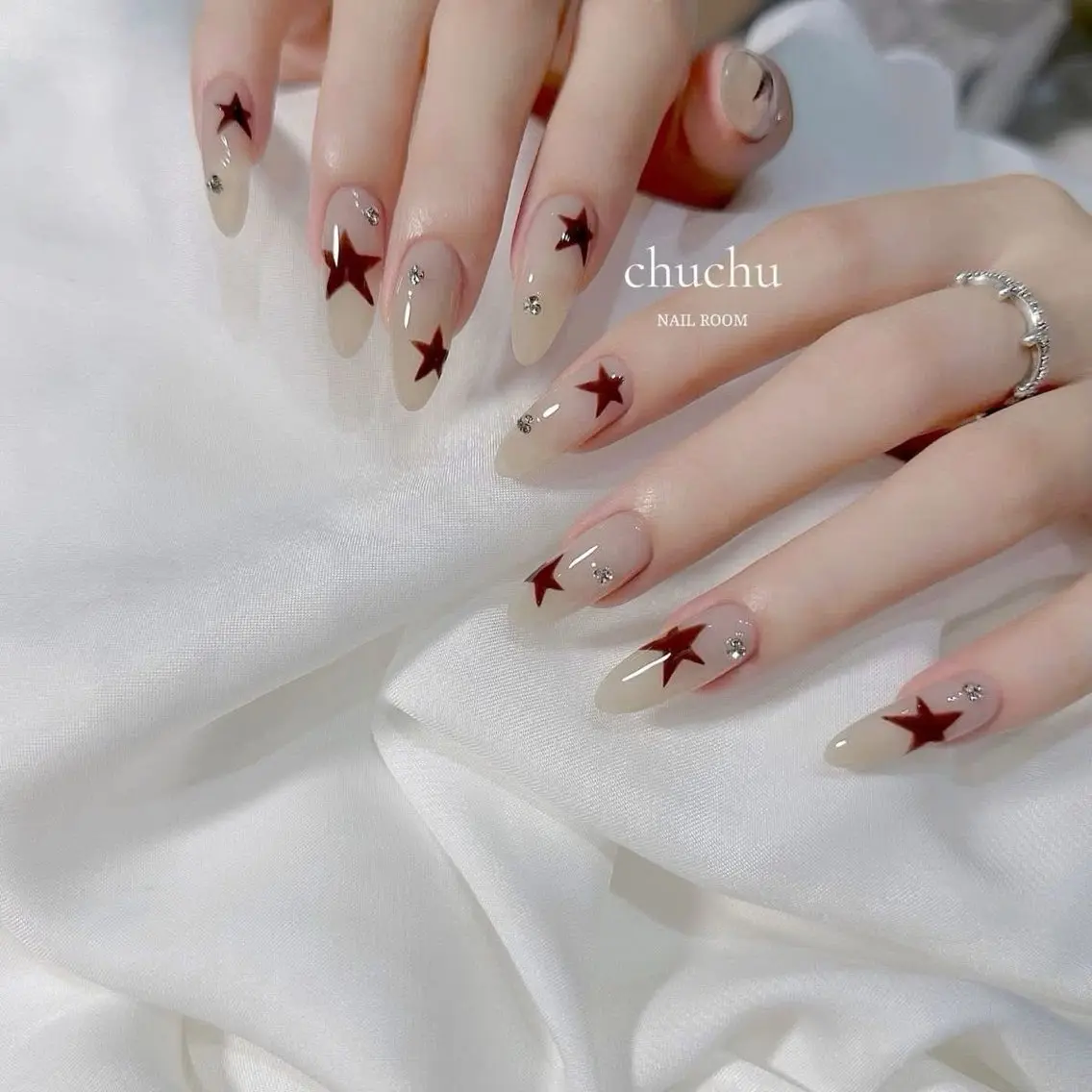 ネイル チークネイル ドット グラデーション ハート キラキラネイル Kawaii _Nailのネイルデザイン