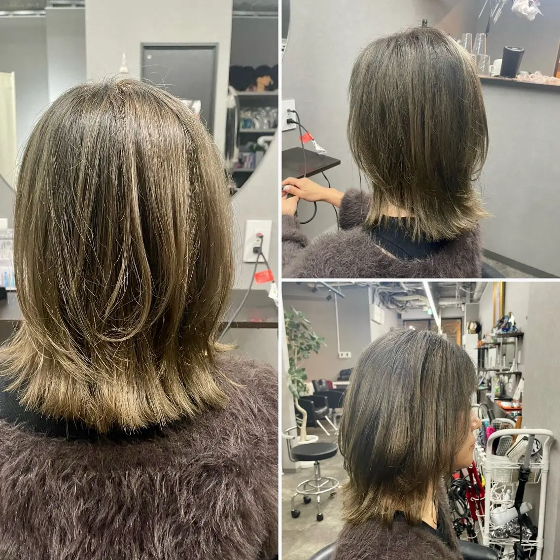 ミディアム レイヤーカット 外ハネヘア カット ヘアカラー トリートメント ヘアセット 🌹ミラクル美容師 🌹ブリーチくっぽのヘアスタイル