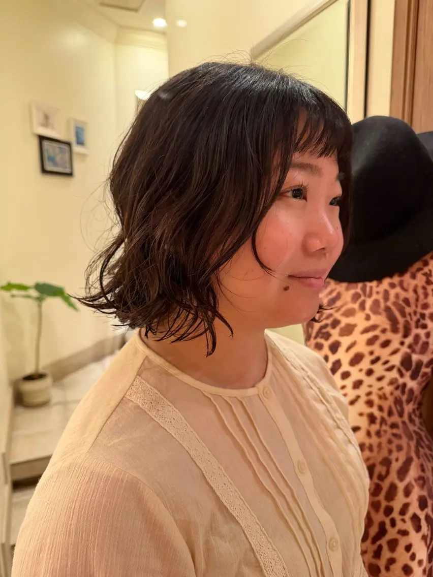 パーマ ボブ パーマ 北島 菜々美のヘアスタイル