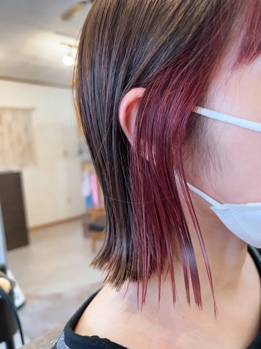 ミディアム カラー インナーカラー ヘアカラー トリートメント hair works raptureのヘアスタイル