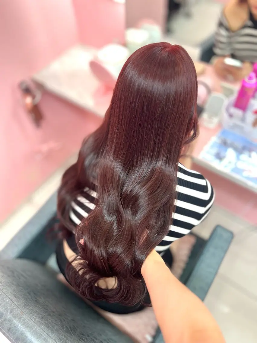 🎀ヘアカラー+シールエクステ100本🤍韓国ヘア🇰🇷🩵巻き仕上げは別途¥500🤍 🎀※説明欄必読下さい!の写真