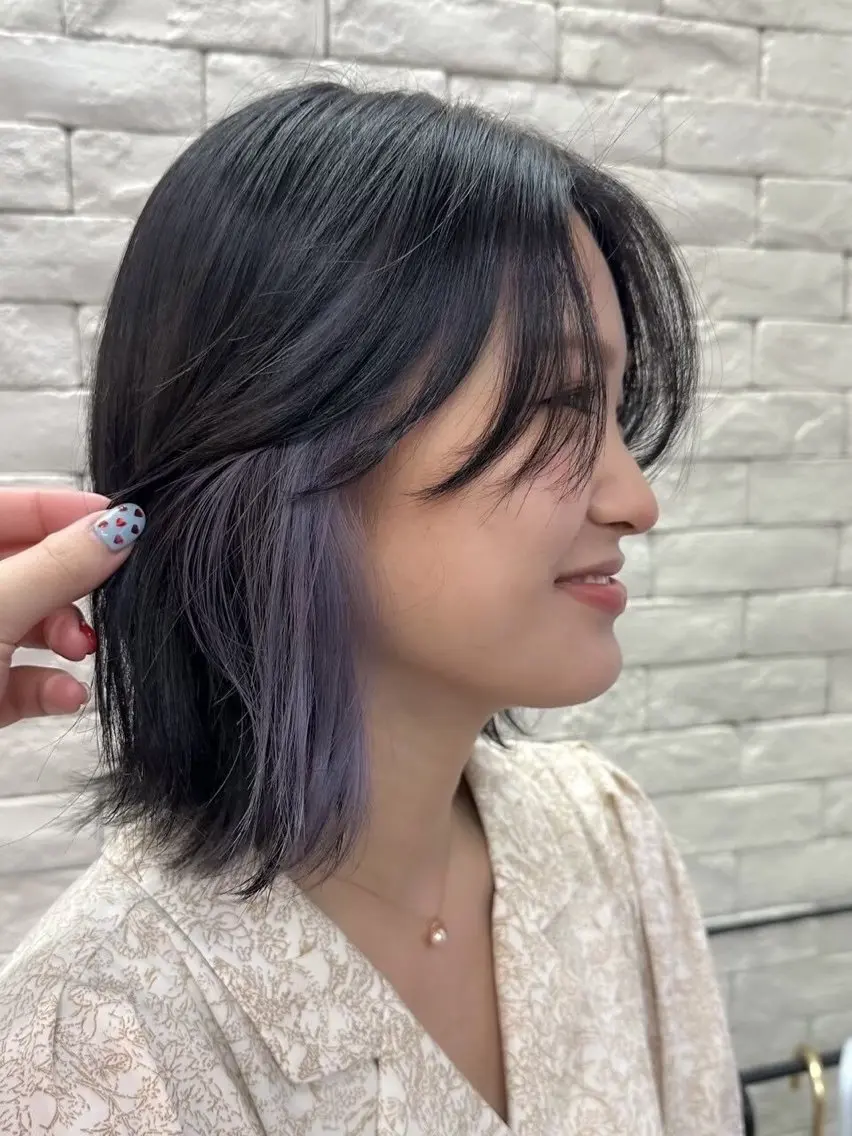 ミディアム カラー グレージュ ラベンダーカラー メンズ支持◎/パーマ masaのヘアスタイル