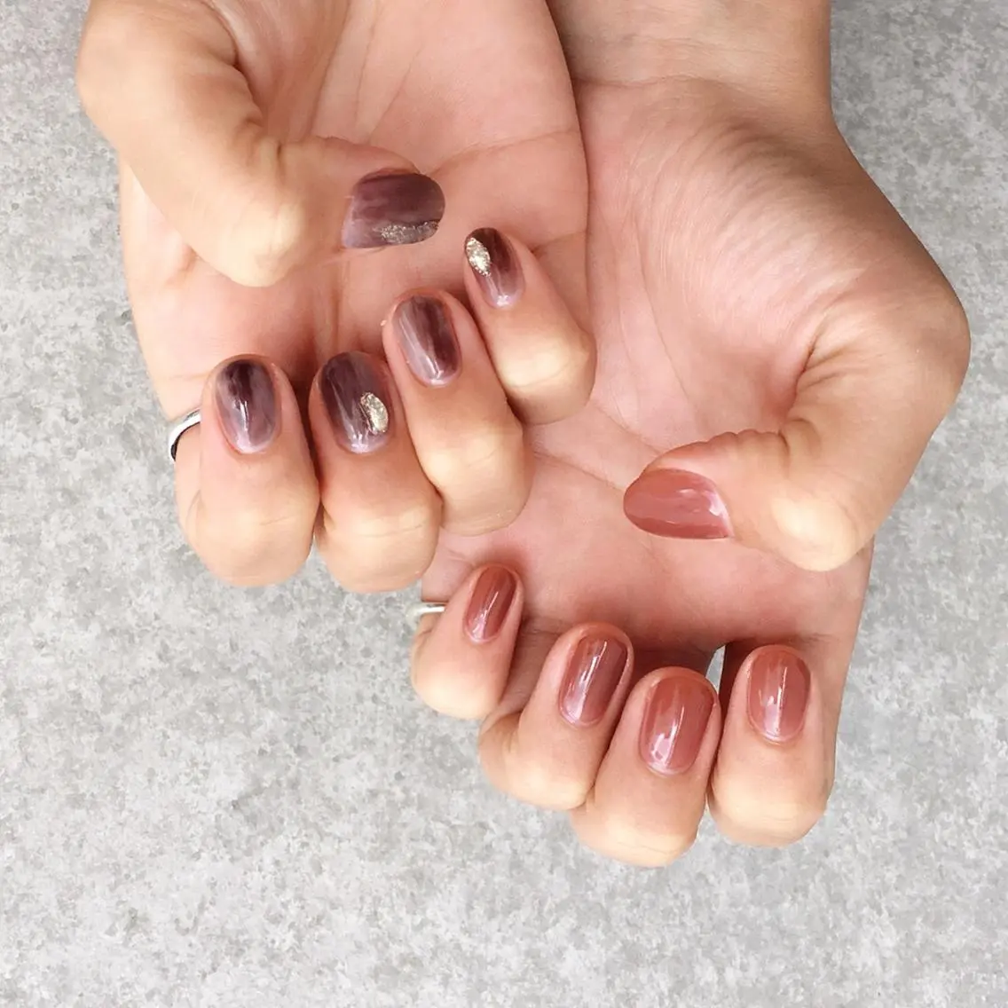ネイル アートネイル ブラウン ジェルネイル ニュアンスネイル ハンドネイル nail salon Soeurのネイルデザイン