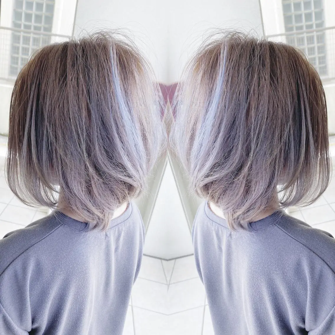 ミディアム カラー バレイヤージュ レイヤーカット カット ヘアカラー grand juteのヘアスタイル