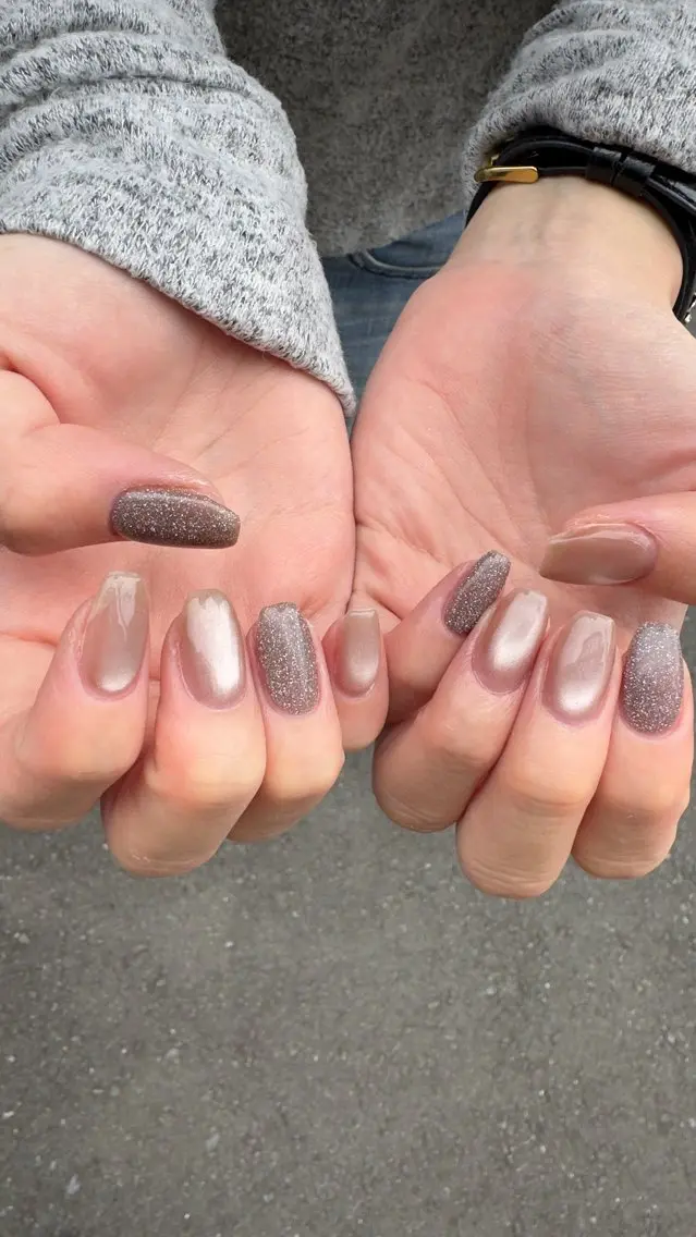 ネイル フラッシュネイル 韓国ネイル ラメ(グリッター) ラメグラデーション マグネットネイル ハンドネイル MH_ Nailのネイルデザイン