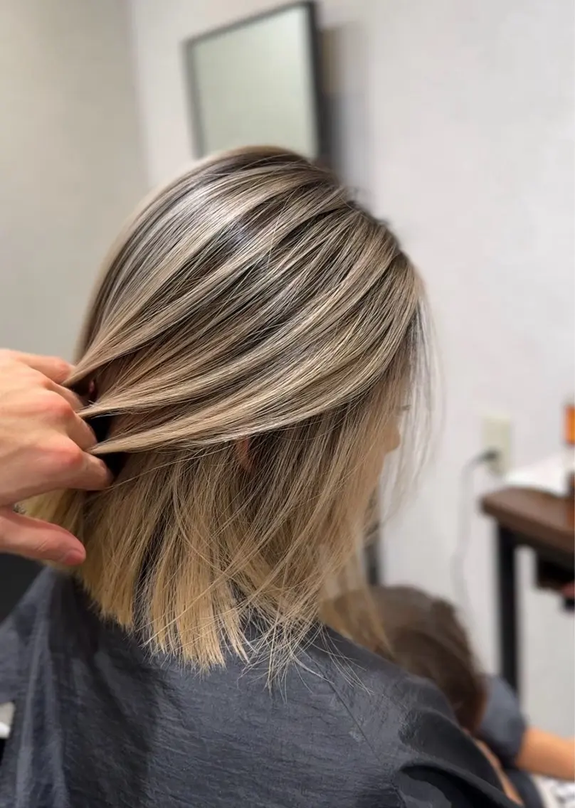 ミディアム カラー バレイヤージュ ボブ レイヤーカット 海外レイヤー/ボブ 海外Style優志のヘアスタイル