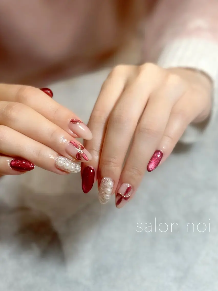 ネイル リボン ハンドネイル salon noiのネイルデザイン