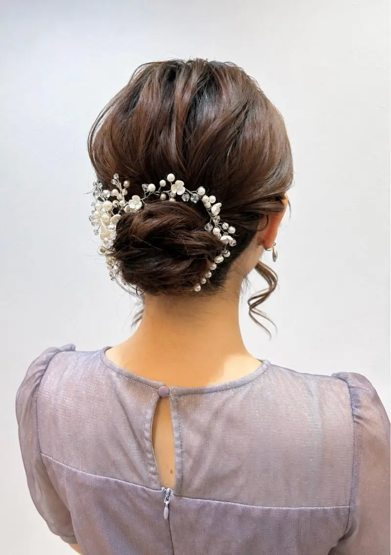 セミロング ヘアアレンジ 結婚式・ブライダル ヘアセット 【enil代表】 杉林和哉のヘアスタイル