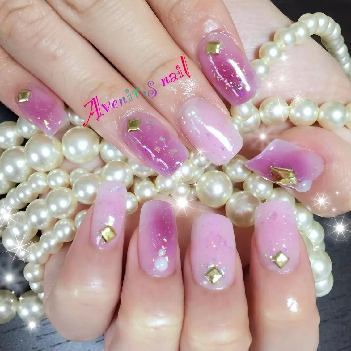 ネイル チークネイル スカルプネイル スクエアネイル Home Salon Avenir.のネイルデザイン
